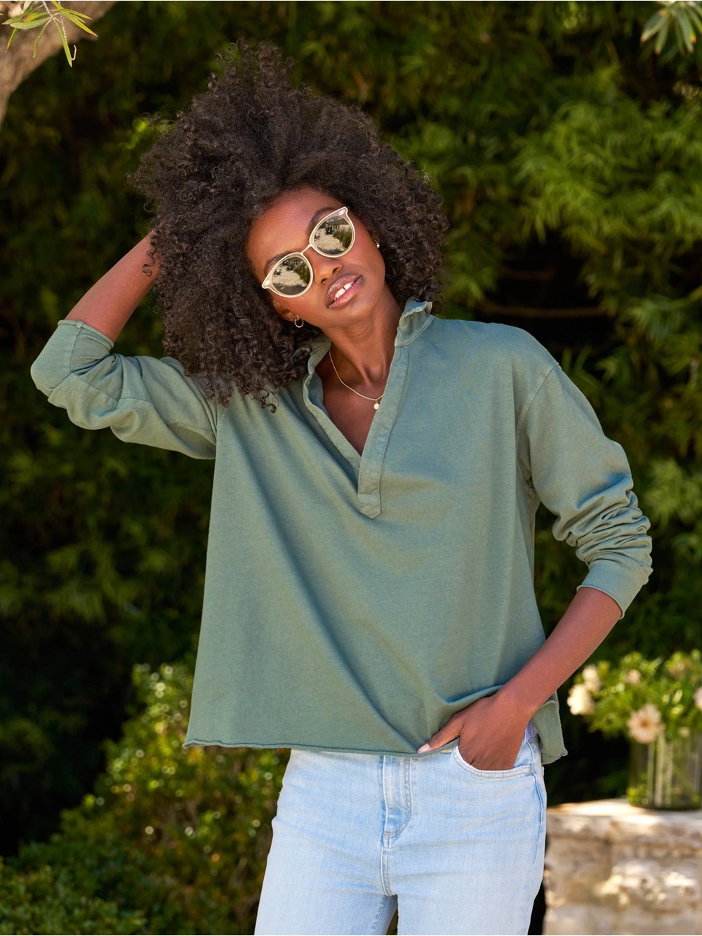 Frank and Eileen Patrick Heritage Jersey Henley in Rosemary Size L
